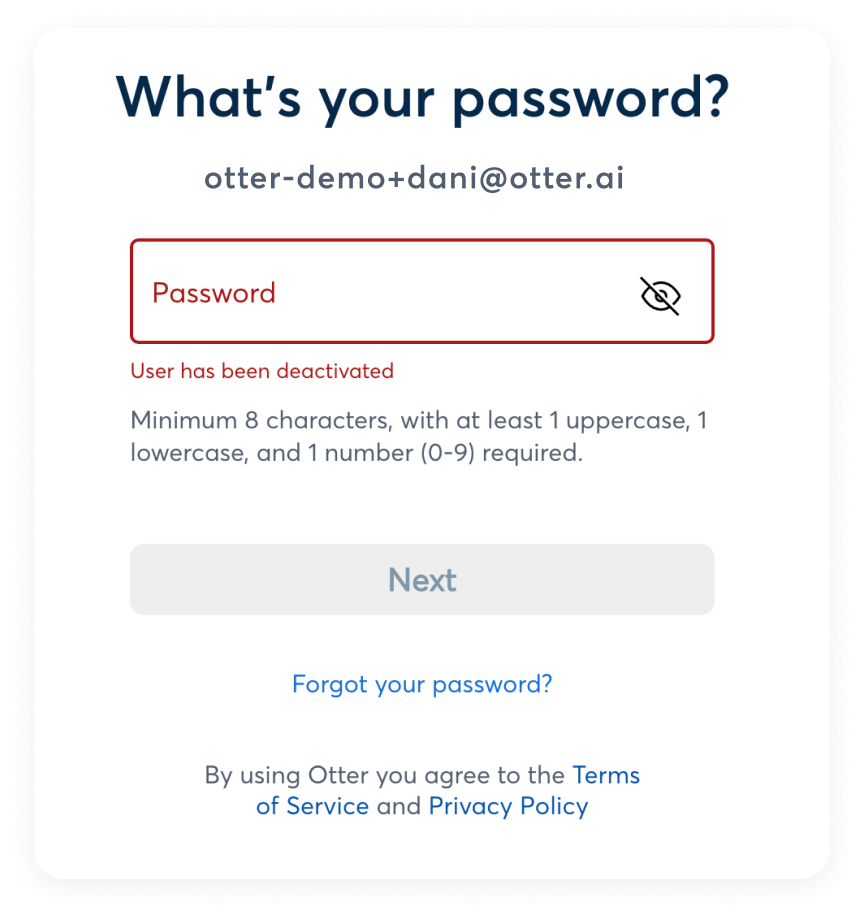 Account deactivation message displayed while Domain Capture approval is pending